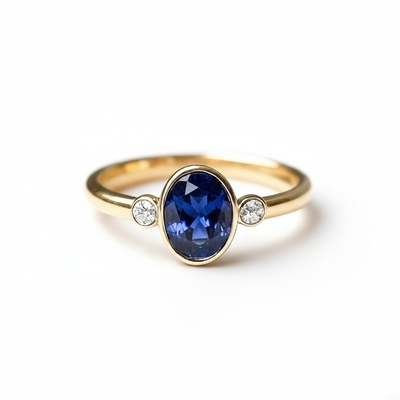 S925 Silver Oval Blue Sapphire Vintage Engagement Ring