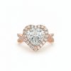 3.9CT Heart Cut VVS Moissanite Pave Split Shank Engagement Ring