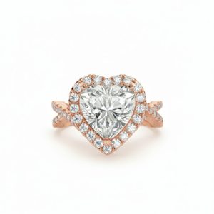 3.9CT Heart Cut VVS Moissanite Pave Split Shank Engagement Ring