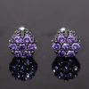 Iced Out Black/Purple Cluster Flower Full Paved Earrings in Black Gold