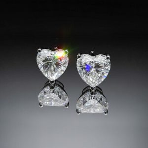 925S & VVS Moissanite 0.3Ct/0.5Ct/0.8Ct/1Ct Heart Cut Stud Earrings