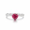 S925 Silver Heart Shaped Ruby Engagement Ring