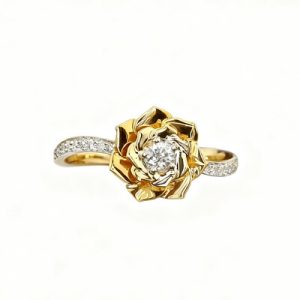1.6CT Round Cut VVS Moissanite Floral Engagement Ring