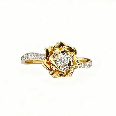 1.6CT Round Cut VVS Moissanite Floral Engagement Ring