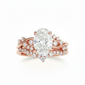 5.71CT Oval Cut VVS Moissanite Engagement Ring Set