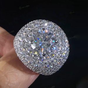 925S & VVS Moissanite Round Cut Hip Hop Ring