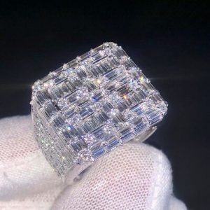 Moissanite Full Ice Out Baguette Cut Ring