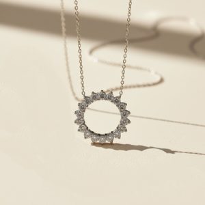 Women's Circle Paved Necklace