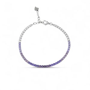 3mm S925 Silver Purple Diamond Tennis Bracelet