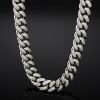 Iced 13mm Handset Miami Cuban Link Chain in White Gold