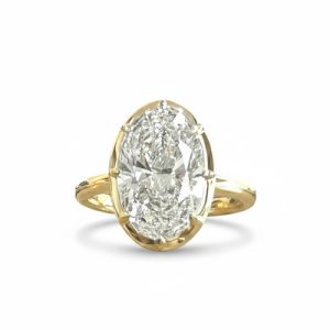 Oval Cut VVS Moissanite Bezel Set Engagement Ring
