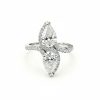 Pear Cut Two Stone VVS Moissanite Pave Engagement Ring