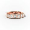 Bezel Set Emerald Cut VVS Moissanite Wedding Band