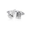 Pear & Emerald Cut VVS Moissanite Pave Engagement Ring