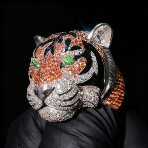 Iced Out Tiger Head Ring