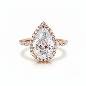 4.95CT Pear Cut VVS Moissanite Halo Engagement Ring