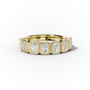 Bezel Set Radiant Cut VVS Moissanite Wedding Band