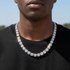 10mm Clustered Tennis Chain in White Gold