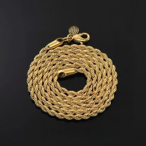 3mm 18K Gold Finish Rope Chain