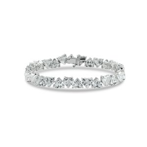 S925 Silver Heart Diamond Tennis Bracelet