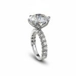 Round Cut VVS Moissanite Pave Engagement Ring