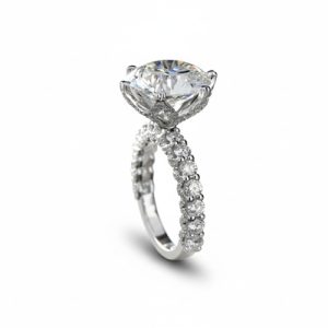 Round Cut VVS Moissanite Pave Engagement Ring
