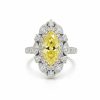 S925 Silver Yellow Marquise Cut Diamond Halo Engagement Ring