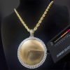 925S & VVS Moissanite Cuban Link Photo Pendant in Gold