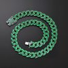 14mm Iced Glow in the Dark Green Enamel Miami Cuban Chain in Black Gold