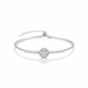 0.5CT Round Cut VVS Moissanite S925 Silver Trendy Bracelet