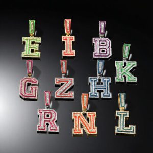 Iced Out Custom Initial Glow in the Dark Pendent Necklace