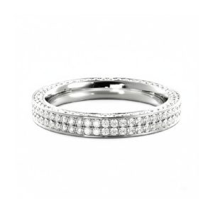 1.09CT Round Cut VVS Moissanite Three Sided Wedding Ring