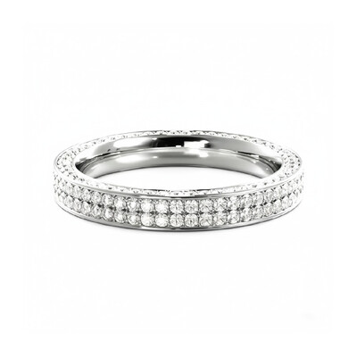 1.09CT Round Cut VVS Moissanite Three Sided Wedding Ring