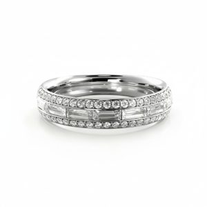 1.78CT Round & Emerald Cut VVS Moissanite Pave Wedding Band