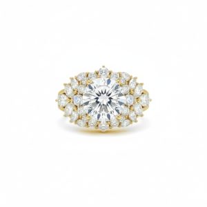 5.98CT Round Cut VVS Moissanite Cluster Engagement Ring