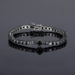 Iced Out Black Four Leaf Clover Tennis Bracelet