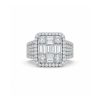 Baguette & Round Cut VVS Moissanite Pave Engagement Ring