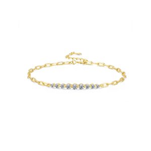 Round Cut VVS Moissanite S925 Silver Bracelet