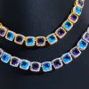 Iced Out 10mm Purple & Blue Stones Clustered Tennis Chain