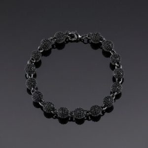 8mm Iced Beads Bracelet with Black Gold Plated