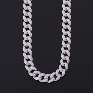 16mm Iced Out Hidden Lock Cuban Chain in White Gold