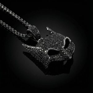 Paved Black Bat Mask Pendant