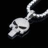 Iced Evil Skull Pendant in White Gold