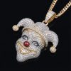 Iced Fun Clown Head Pendant in Gold