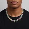 10mm Iced Out Colorful Gemstone Pearl Tennis Chain