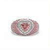 S925 Silver Heart Cut Pink Diamond Pave Engagement Ring