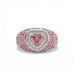 S925 Silver Heart Cut Pink Diamond Pave Engagement Ring