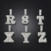 Iced 3D A-Z Letters Baguette Pendant