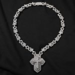 Iced Out Princess Cut Infinity Cross Pendant Necklace