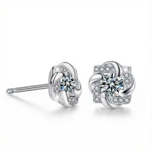 0.3CT Round Cut VVS Moissanite S925 Silver Windmill Stud Earrings